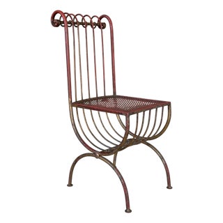 Vintage Italian Gilt and Painted Iron Accent Chair, Attributed to S. Salvadori For Sale