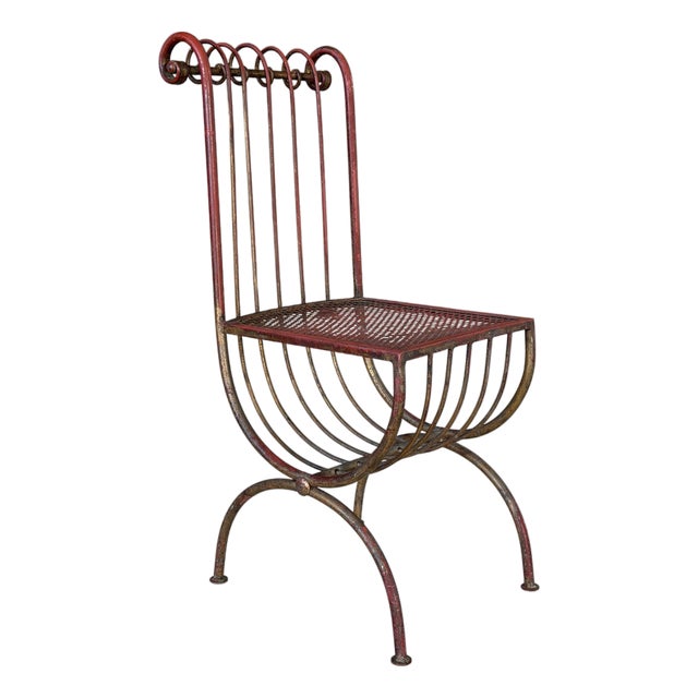 Vintage Italian Gilt and Painted Iron Accent Chair, Attributed to S. Salvadori For Sale