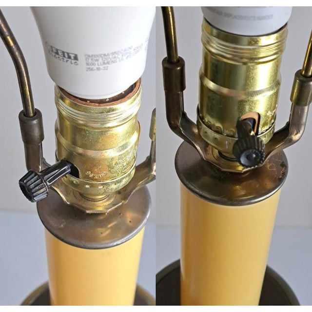 Vintage Mid-Century Modern Heavy Brass Beehive Candlestick Boudoir Table Lamps 31" Tall - a Pair For Sale - Image 9 of 10
