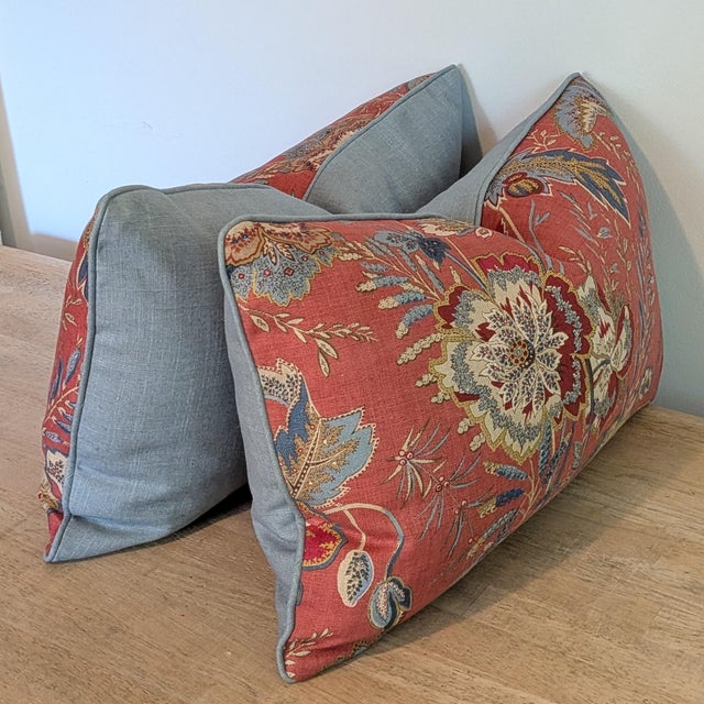 Not Yet Made - Made To Order Gp & J Baker Indienne Flower Lumbar Pillows in Red For Sale - Image 5 of 9