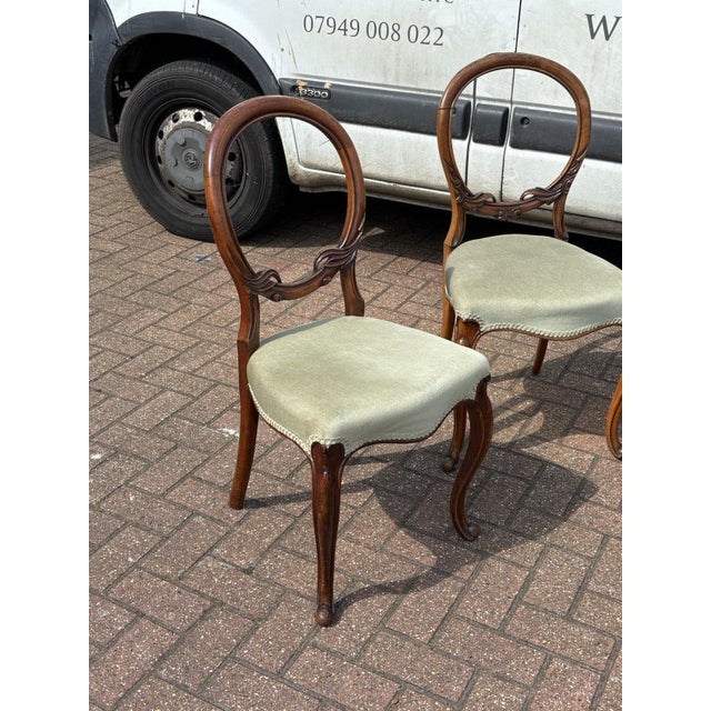 Victorian Walnut Balloon Back Dining Chairs, Set of 4 For Sale - Image 4 of 12