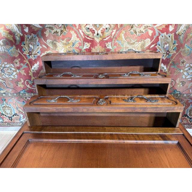 Louis XV Style Drop-Front Secretaire Desk in Cherry Wood, 1950s For Sale - Image 10 of 11