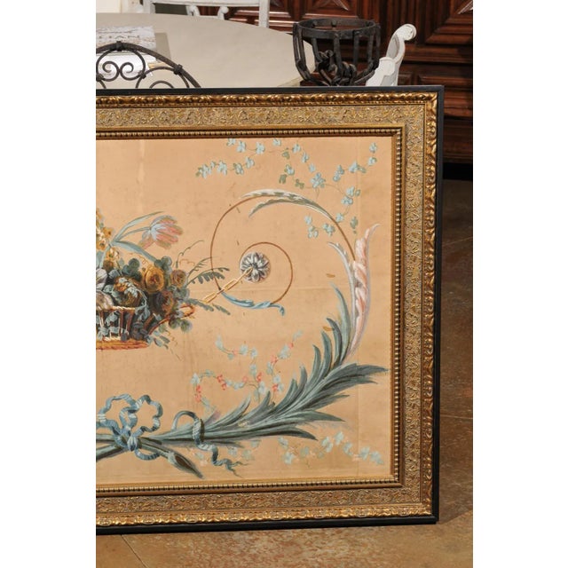 1790s French Directoire Period Floral Painted Panel in Gilded Frame For Sale In Atlanta - Image 6 of 12