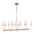 Chapman & Myers for Visual Comfort Signature Linear Branched Chandelier in Hand-Rubbed Antique Brass For Sale