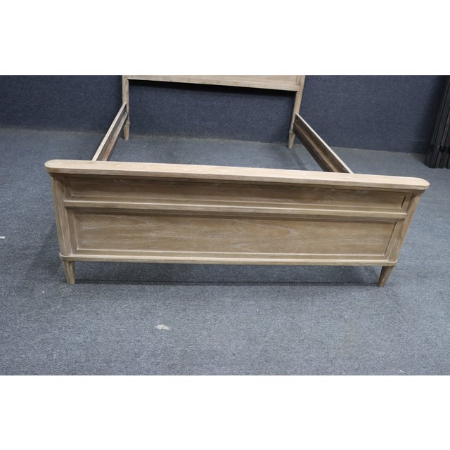 Contemporary Contemporary Whitewashed Oak Queen Panel Bed Frame For Sale - Image 3 of 14