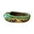 An intriguing antique Asian pottery scholar's object featuring a rich green crackle glaze, molded geometric end...