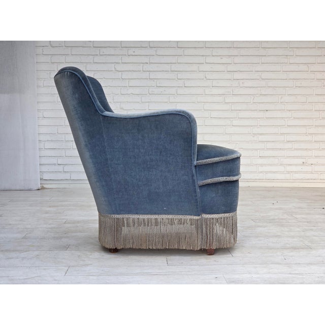 Vintage Danish Lounge Chair in Furniture Velour and Beech Wood, 1960s For Sale - Image 11 of 18