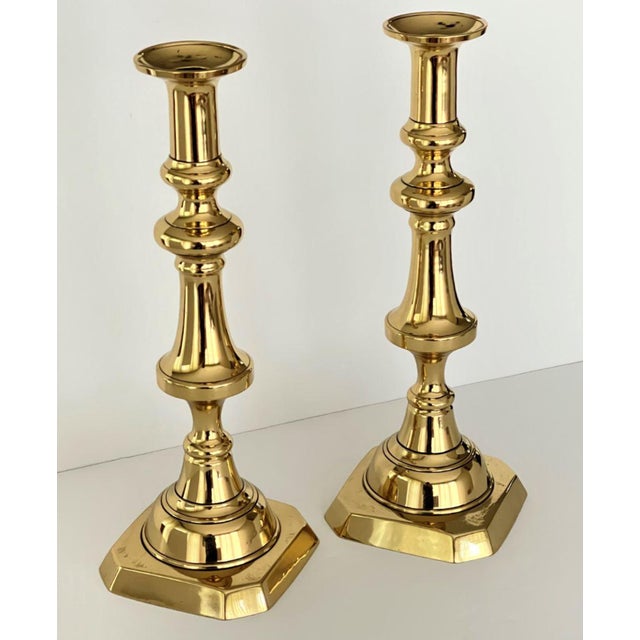 Vintage English Brass Push Up Candle Holders a Pair Chairish