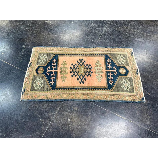 Turkish Turkish Mini Rug Oriental Hand Knotted Vintage Rug 1'9" x 3' #17909 For Sale - Image 3 of 8