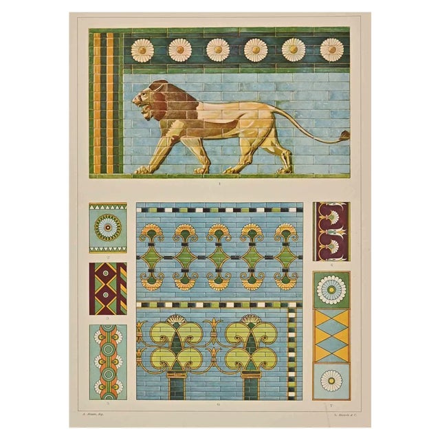 A. Alessio, Decorative Motifs: Assyrian, Chromolithograph For Sale