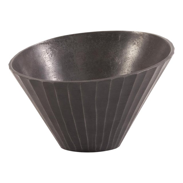 Graphite Chiseled Metal Bowl For Sale