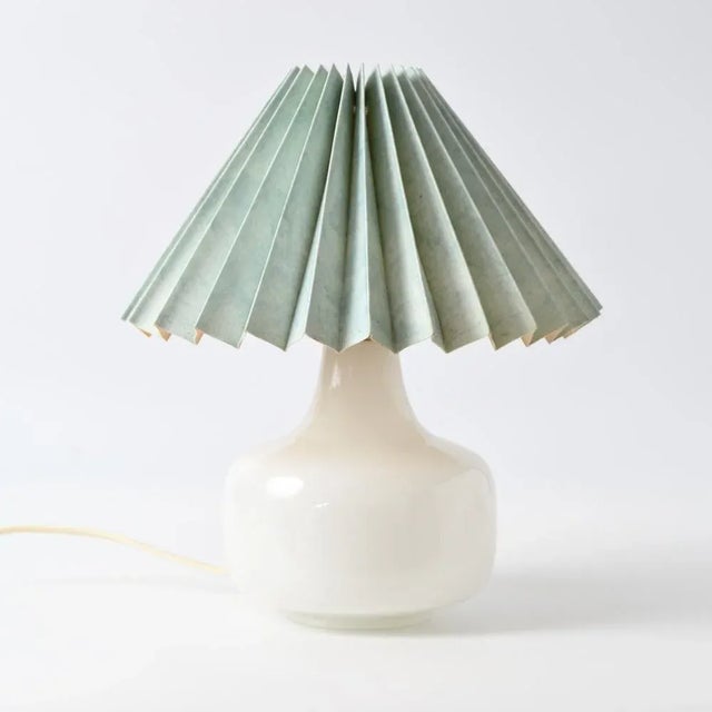 Mid-Century Modern Danish White Glass Table Lamp, 1980s For Sale - Image 3 of 9