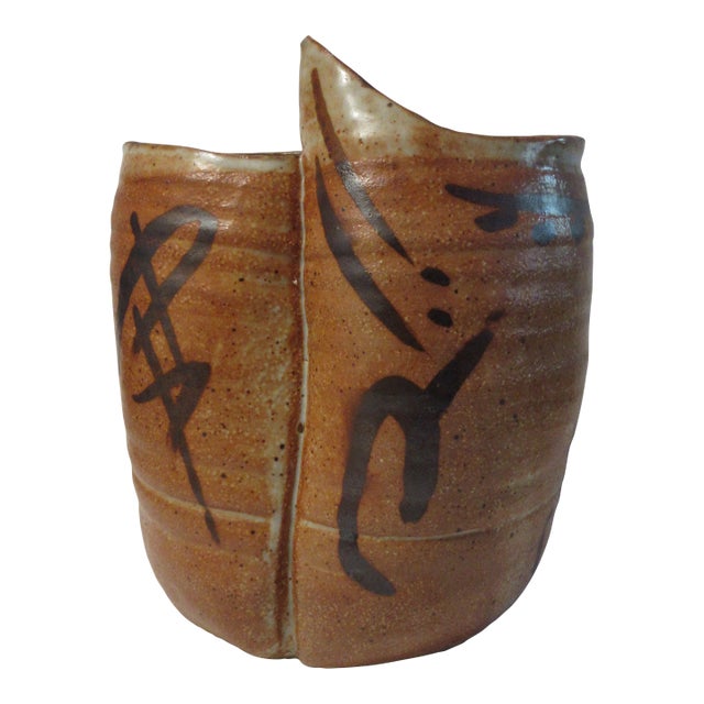 Vintage David Keyes Early Studio Pottery Vase Pacific Northwest Stoneware MCM 1960s For Sale