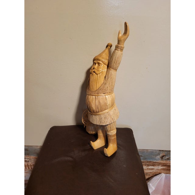 Traditional Vintage Santa Claus Corn Husk and Carved Decor For Sale - Image 3 of 5