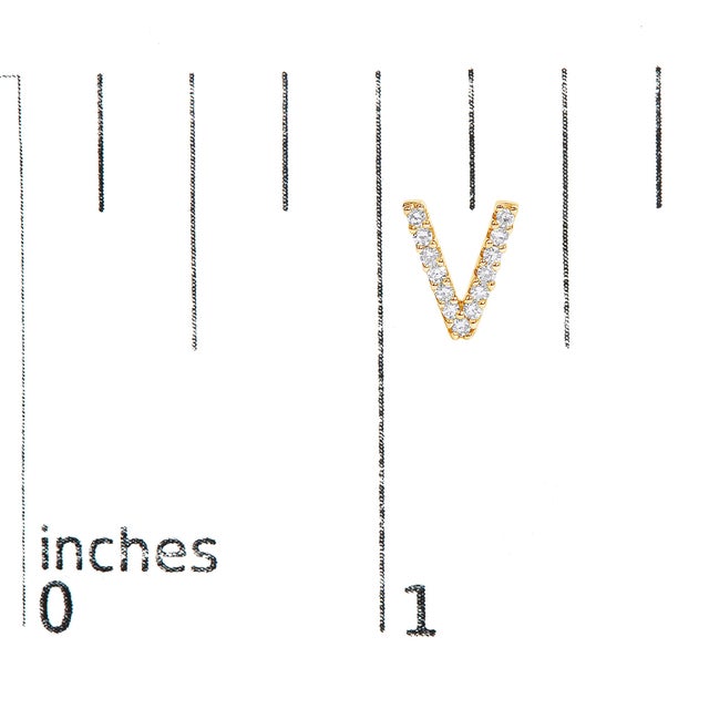 Early 21st Century 10K Yellow Gold 1/10 Cttw Diamond 'V' Initial Stud Earring For Sale - Image 5 of 5