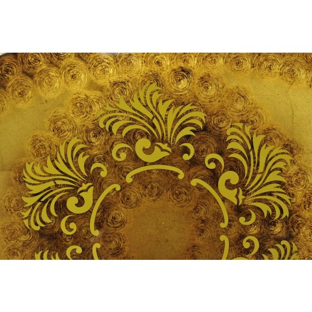 Mid 20th Century Vintage Hollywood Regency Gold Leaf Glass Kidney Bean Shaped Side Tables - Pair For Sale - Image 5 of 15