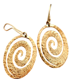 Hammered 18 Karat Gold Earrings with Cutouts, Set of 2