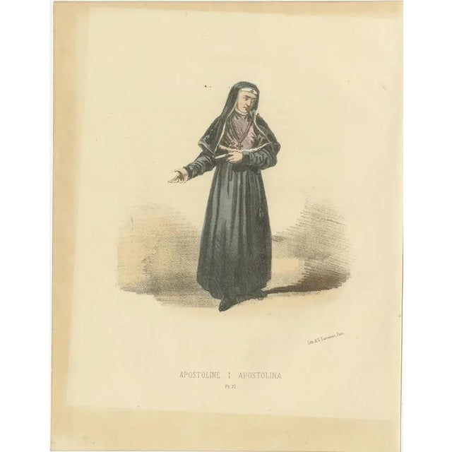 Apostoline - 1862 hand-colored lithograph of an apostoline nun this 1862 hand-colored lithograph features an apostoline,...