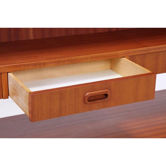 Wood Mid-Century Teak Bookshelf with Drawers and Hutch For Sale - Image 7 of 18