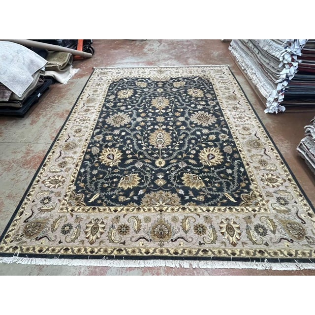 Indo Persian Tabriz Rug Wool & Silk 9’ X 12’ For Sale In Washington DC - Image 6 of 13