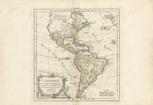 Map of the Americas by Robert De Vaugondy, 1757