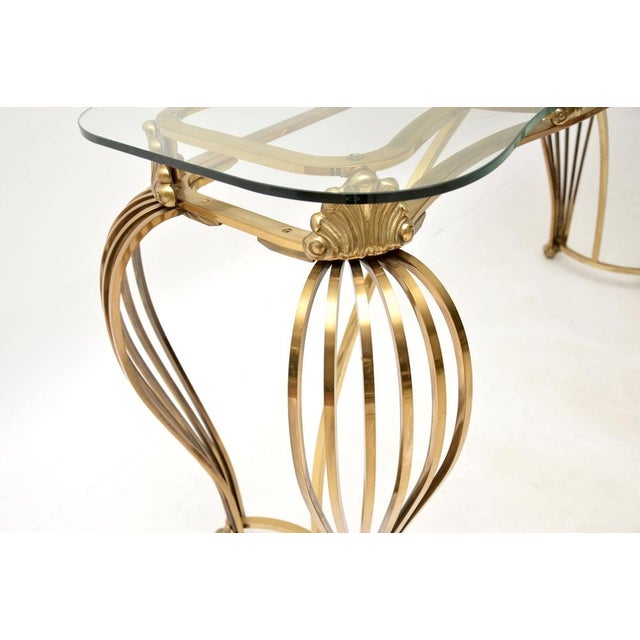 Vintage Italian Brass and Glass Console Table, 1960s For Sale - Image 9 of 12