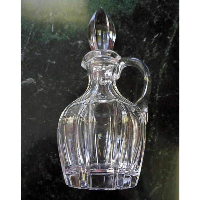 Metal 1940s French Antique Crystal & Silver Plate Cruet Serving Set Pair For Sale - Image 7 of 16