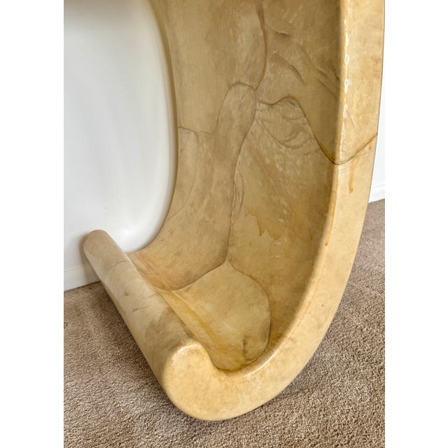 Tan 1970’s Karl Springer Attributed Lacquered Goatskin Console Table For Sale - Image 8 of 16