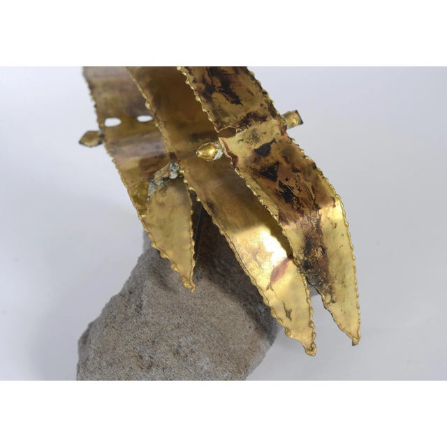 Mid Century Modern Brass Three Birds on Natural Rock Stand Sculpture For Sale In San Francisco - Image 6 of 11