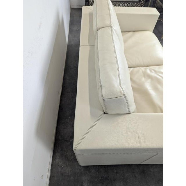 Two-Seater Cream Leather Sofa from Rivolta, Italy For Sale - Image 10 of 11
