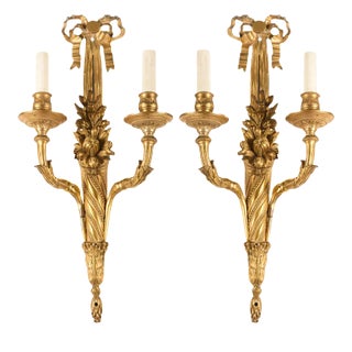 French Louis XVI Ormolu Two-Arm Sconces, 1780, Set of 2 For Sale