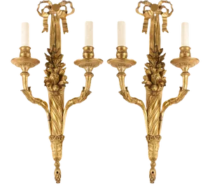 French Louis XVI Ormolu Two-Arm Sconces, 1780, Set of 2