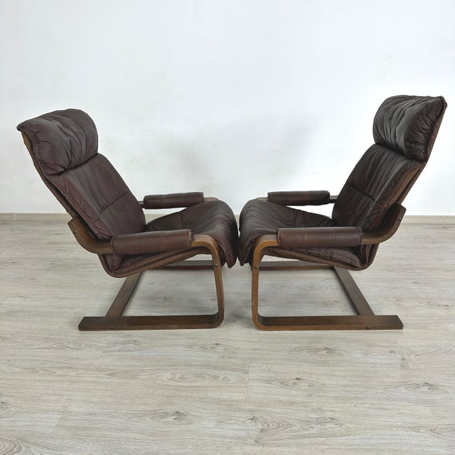 Leather Armchairs Attr. To Arnt Lande for Westnofa - A Pair For Sale In New York - Image 6 of 18