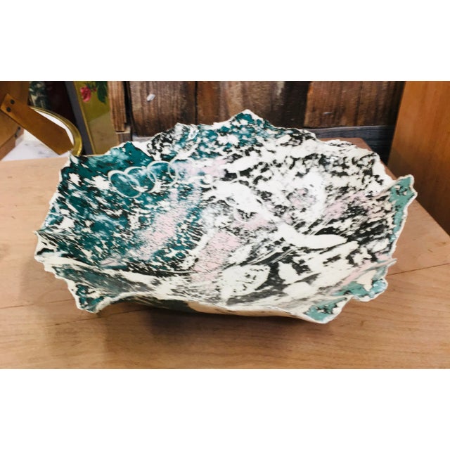 Vintage Handmade Splattered Teal/Pink/Black Dish For Sale - Image 9 of 9