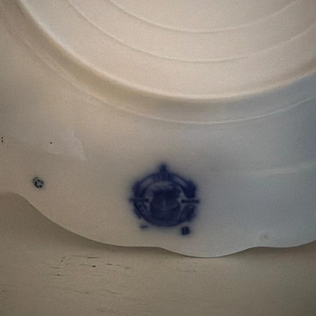 Chinoiserie W. H. Grindley Antique Flow Blue 9" Plate with Gold Trim from 1880s For Sale - Image 3 of 3
