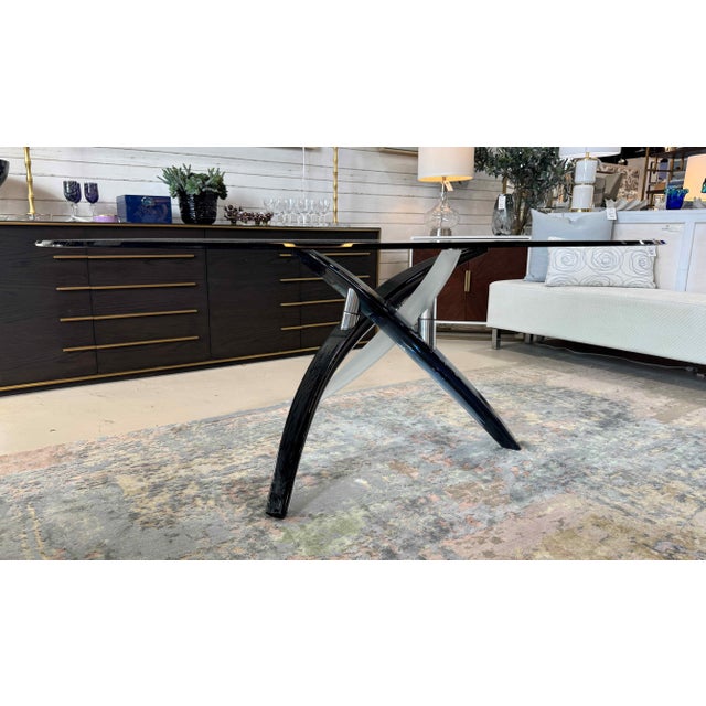 Black Italian Art Glass Dining Table Attributed to Tulczinsky for Reflex Angelo For Sale - Image 8 of 13