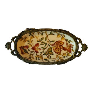 Late 20th Century Chinese Hua Ping Porcelain Footed Dish For Sale