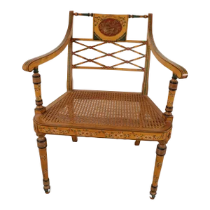 Adams Style Paint Decorated Cane Arm Chair