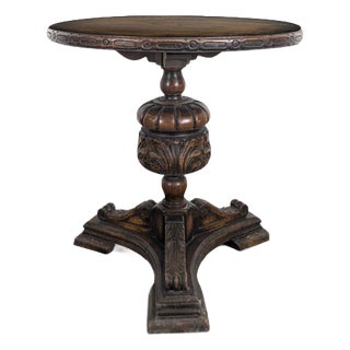Neo-Gothic Oak Side Table For Sale