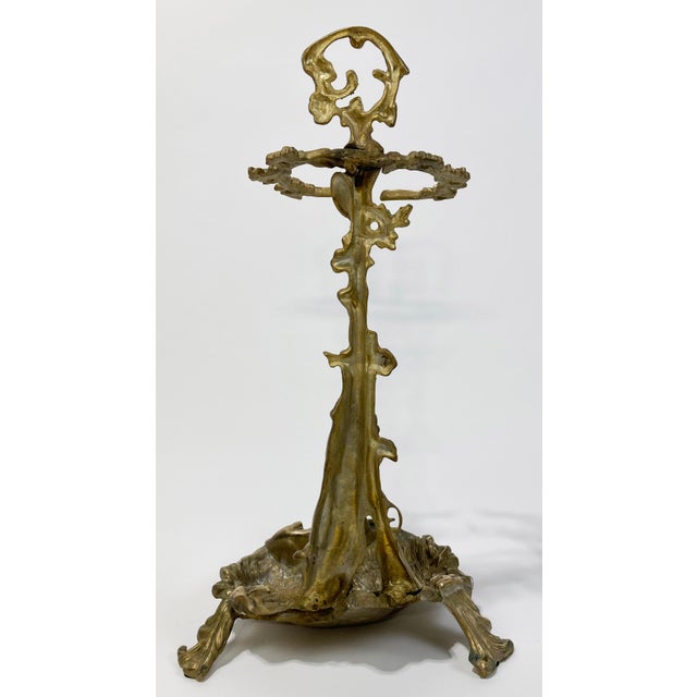 Early 20th Century Antique French Cast Brass Hunting Motif Umbrella Stand or Fireplace Tool Holder For Sale - Image 5 of 7