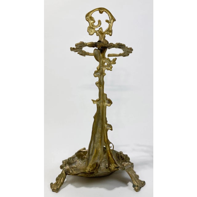 Early 20th Century Antique French Cast Brass Hunting Motif Umbrella Stand or Fireplace Tool Stand For Sale - Image 5 of 7