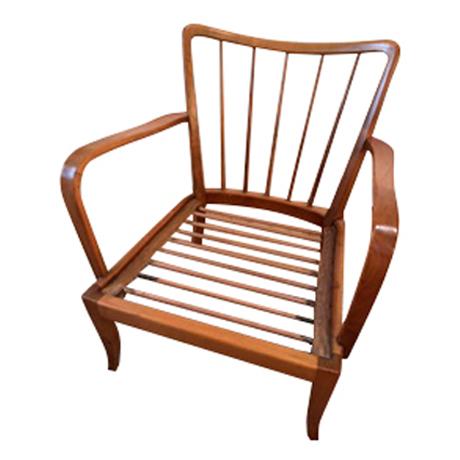 Vintage Knoll Antimott Solid Wood Lounge Chair in Ivory Boucle' For Sale In New York - Image 6 of 10