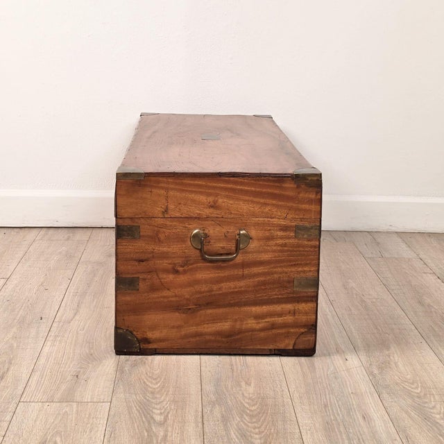 Chinese Camphor Brass Mounted Campaign Trunk, Circa 1890 For Sale - Image 4 of 10