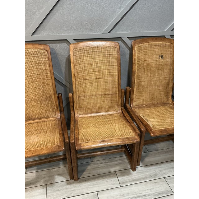 Set of 4 Vintage Drexel Mid-Century Modern High-Back Dining Chairs With Cane Seats & Backs For Sale - Image 10 of 17
