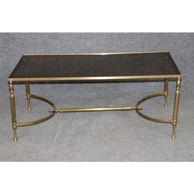 1960's Smoke Glass Maison Jansen Style Brass Coffee Table For Sale In Philadelphia - Image 6 of 11