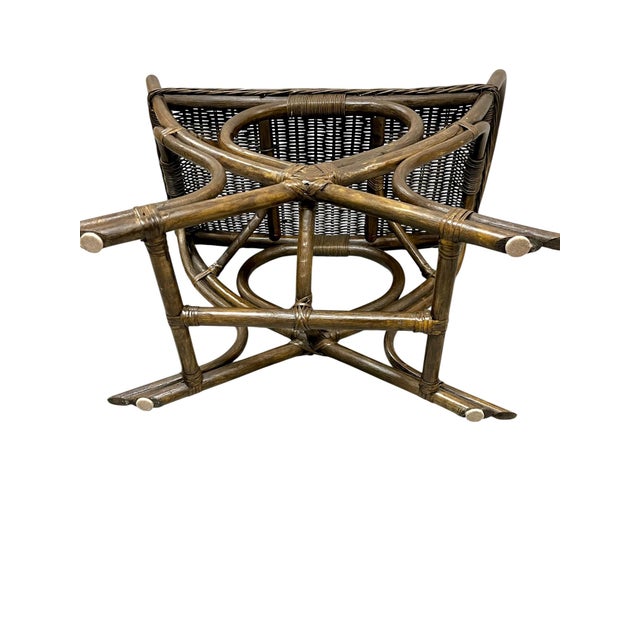 Vintage Woven Rattan & Bamboo Stool With Sculptural Loop Base For Sale - Image 13 of 18