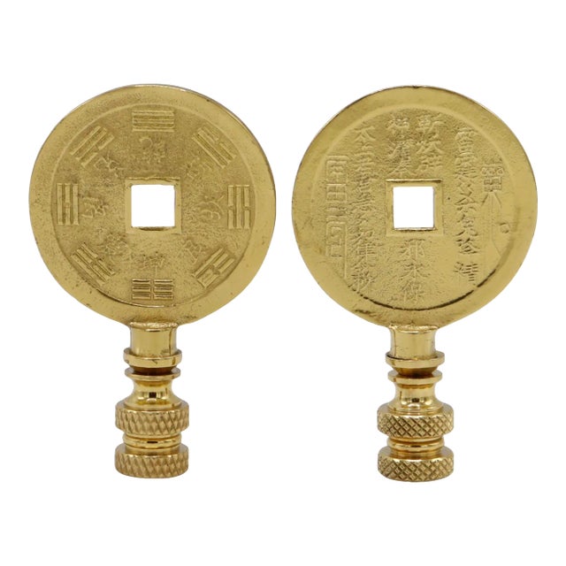 Chinoiserie Brass Lamp Finials - a Pair For Sale