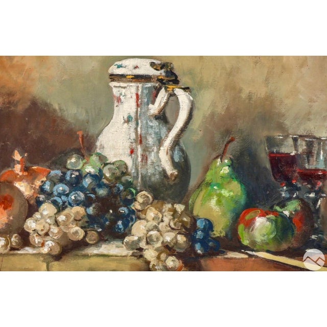 George Deem, George Deem Appropriation Oil Painting Still Life, fruits, Grapes, Pomegranates, 1965 For Sale - Image 4 of 12