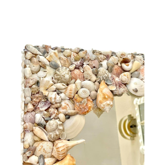 Mid 20th Century Vintage Coastal Shell Frame Mirror For Sale - Image 5 of 11