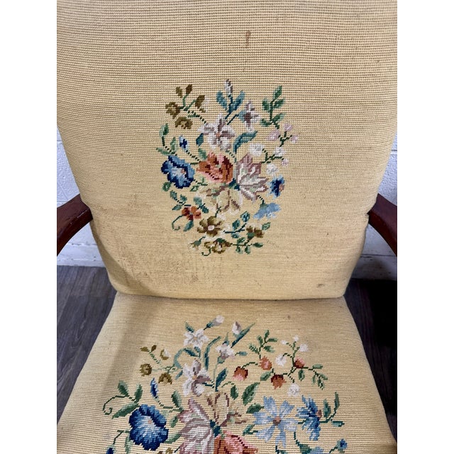 Mid 20th Century Vintage Mid Century Modern MCM Needlepoint Armchairs - Pair For Sale - Image 5 of 13